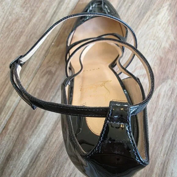 Christian Louboutin Soustelissimo 100 Black Patent Leather T-Strap Eur.39.5 - Picture 12 of 14